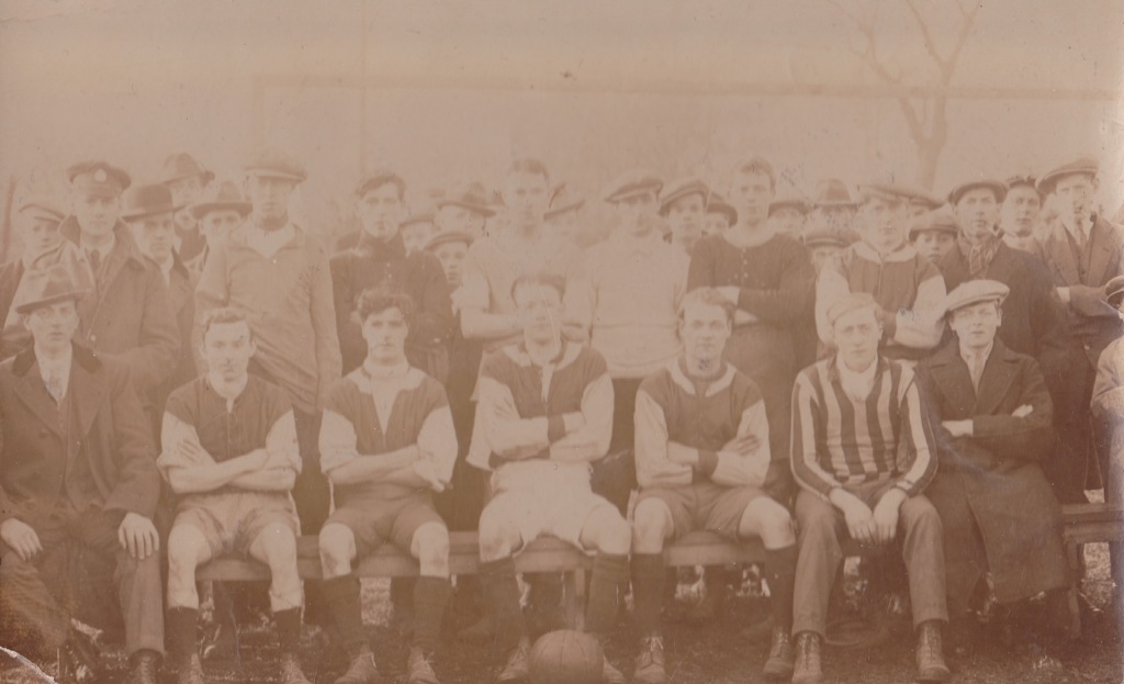 Found photograph, posed footballers formal early twentieth century